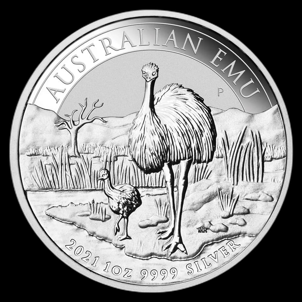Australijski Emu 1 uncja srebra 2021 - Front
