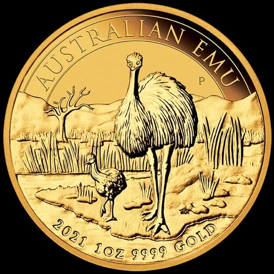 Australijski Emu 1 uncja złota 2021 - Front