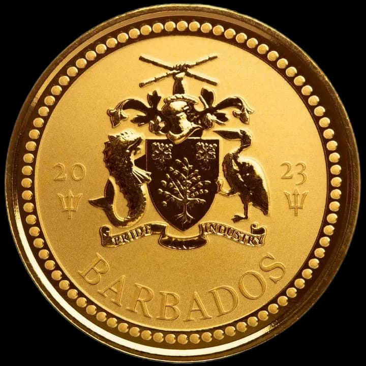 Barbados Trident 1 uncja Złota 2023 - Back