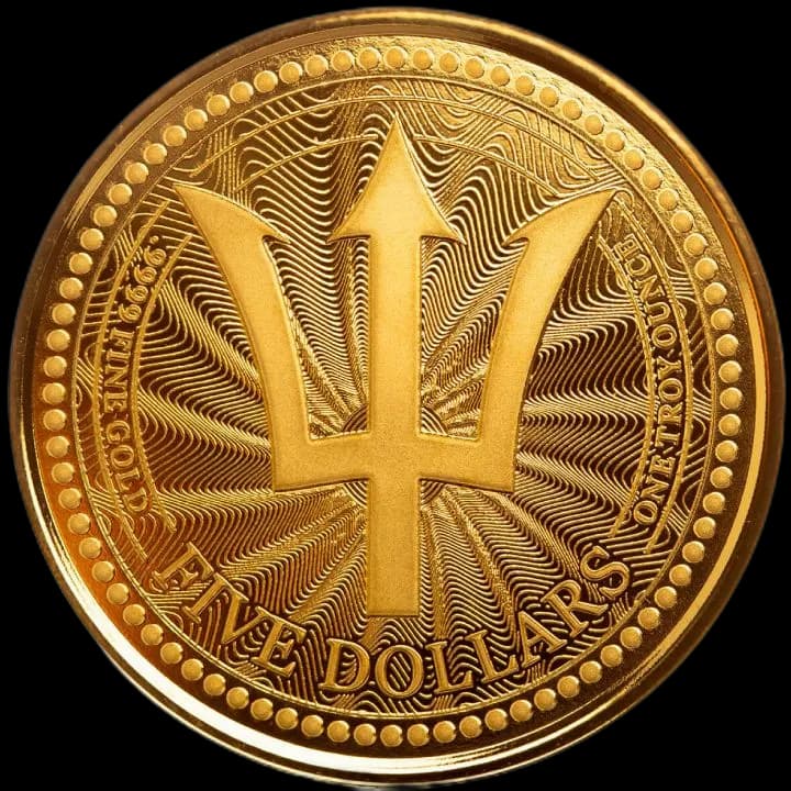 Barbados Trident 1 uncja Złota 2023 - Front
