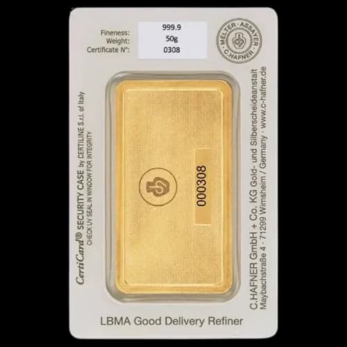 Sztabka 50g złota C.Hafner Bita - Back