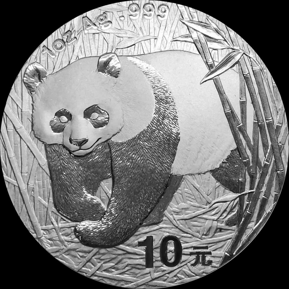 Chińska Panda 1 uncja srebra 2002 - Front