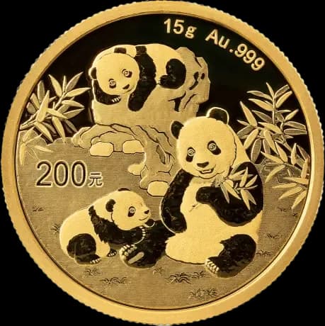 Chińska Panda 15g złota 2025 - Front