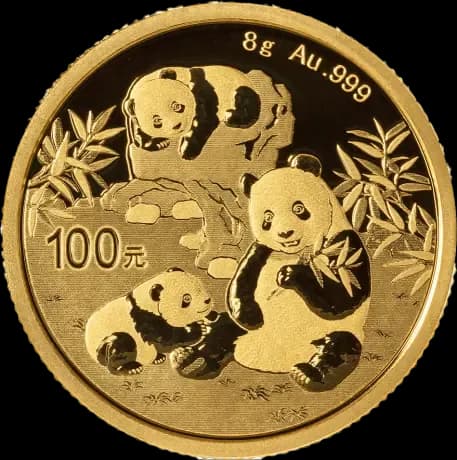 Chińska Panda 8g złota 2025 - Front