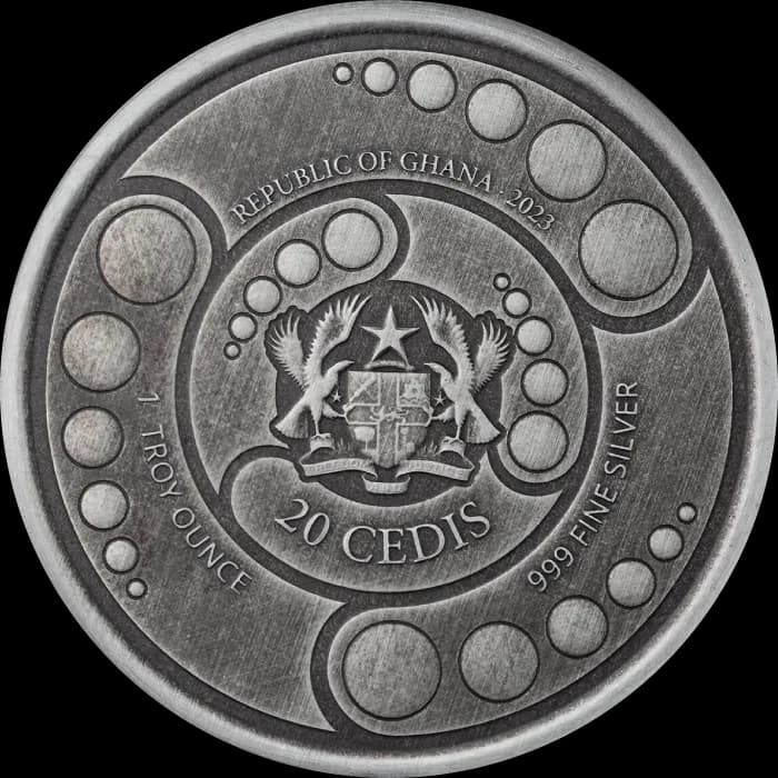 Ghana Alien 1 uncja Srebra Antiqued 2023 - Back