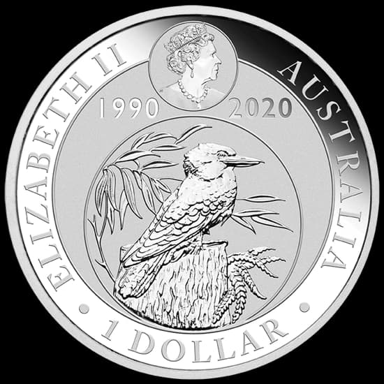 Kookaburra 1 uncja srebra 2020 Pozłacana - Back