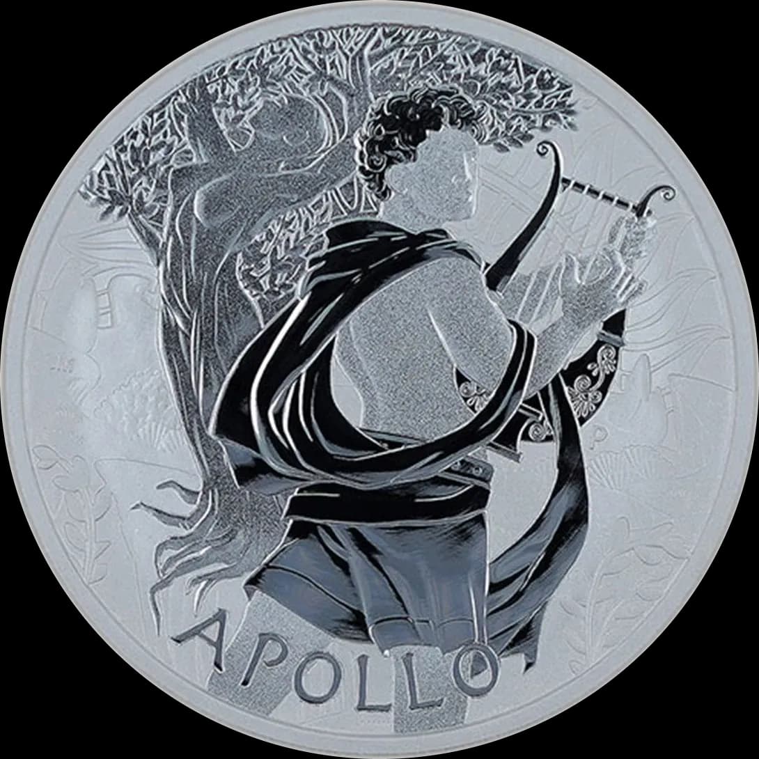 Apollo Bogowie Olimpu 1 uncja srebra 2023 - Front