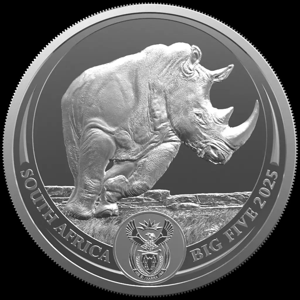 Big Five Nosorożec 1 uncja srebra 2025 - Front