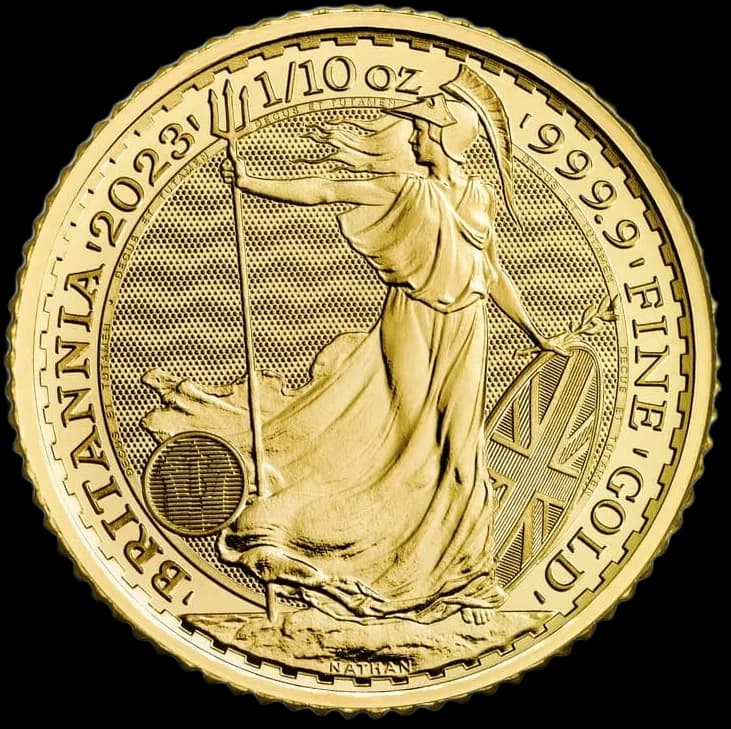 Britannia Królowa Elżbieta II 1/10 uncji złota 2023 - Front