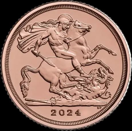 Ćwierć Złotego Suwerena Karol III 2024 - Front