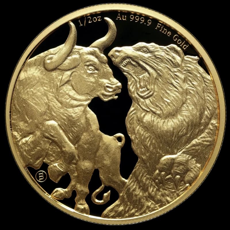 Czad: Bull and Bear 1/2 uncji złota 2023 - Front