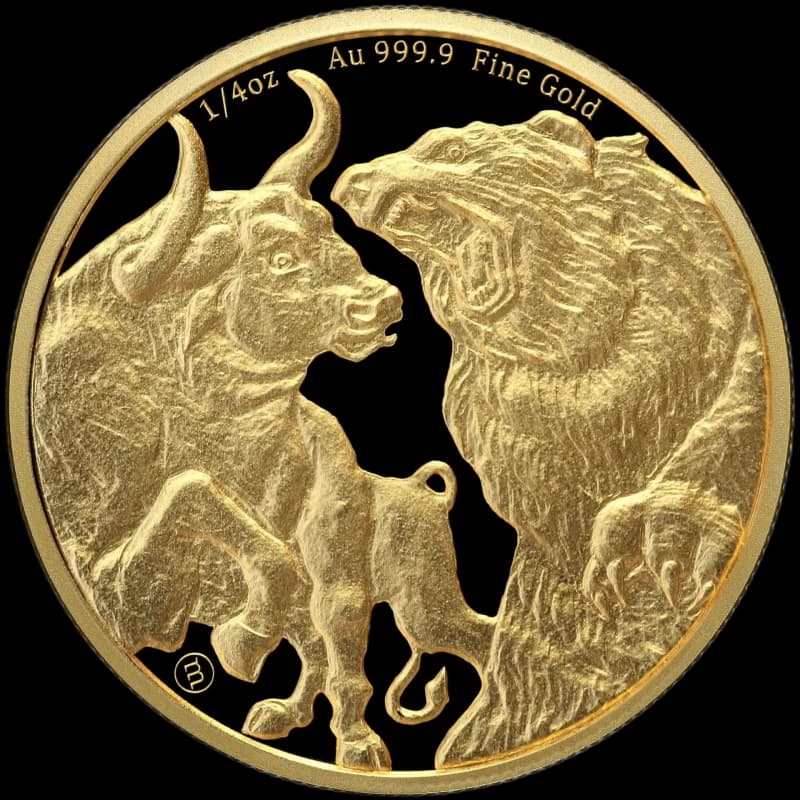 Czad: Bull and Bear 1/4 uncji złota 2023 - Front