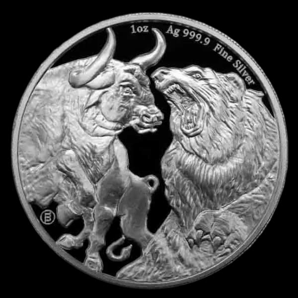 Czad Bull and Bear 1 uncja srebra 2023 - Front