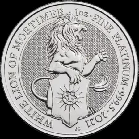 Bestie Królowej Biały Lew Mortimerów 1 uncja Platyny 2021 - Front