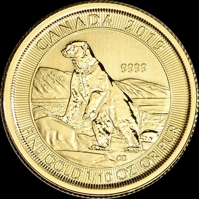 Canada Polar Bear 1/10 uncji Złota 2019 - Front