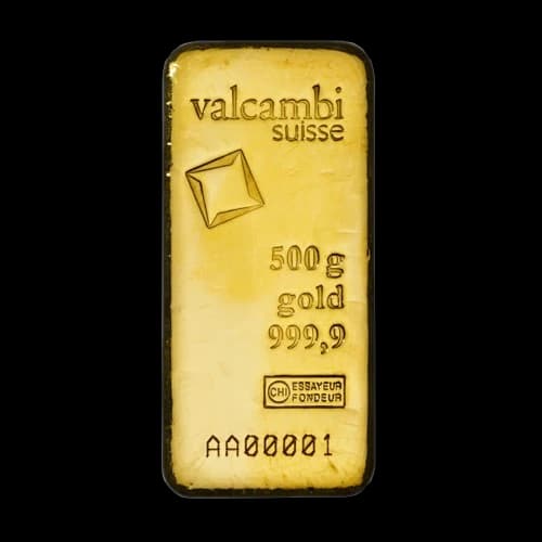 Sztabka 500g złota Valcambi - Front