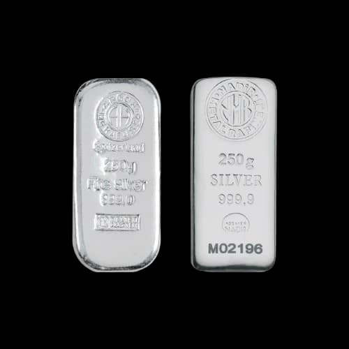Sztabka 250g srebra LBMA - Front