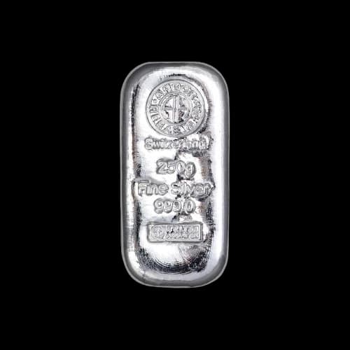 Sztabka 250g srebra Argor-Heraeus Odlewana - Front