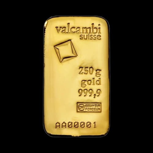 Sztabka 250g złota Valcambi - Front