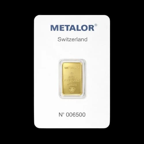 Sztabka 2g złota Metalor - Front
