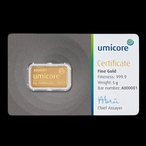 Sztabka 5g złota Umicore - Front