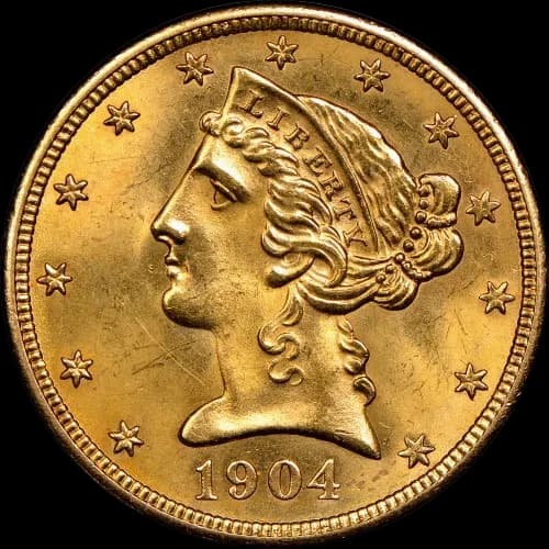 Amerykańskie 5 Dolarów "Liberty" 7.52g Złota - Front