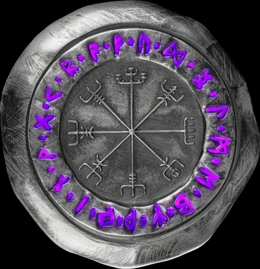 Runa Vegvísir 2 uncje srebra - Front