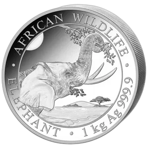 African Wildlife Słoń Somalijski 1kg srebra 2023 rewers