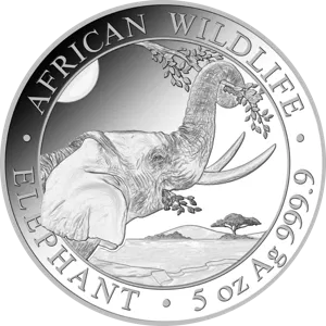 African Wildlife: Słoń Somalijski 5 uncji srebra 2023 rewers