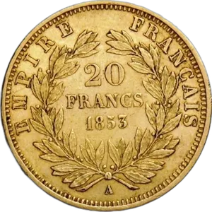 20 Franków Francuskich Napoleon III (Bez Wieńca) Różne Roczniki awers