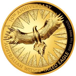 Orzeł Australijski Wedge-Tailed Eagle 1 uncja Złota 2024 Proof High Relief rewers