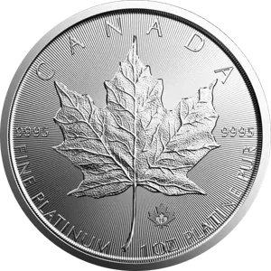 Kanadyjski Liść Klonowy 1 uncja Platyny Losowe Lata rewers