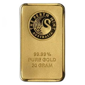 Sztabka złota 20 gramów Perth Mint rewers