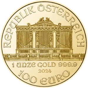 Wiedeński Filharmonik 1 uncja złota 2024 awers
