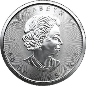 Kanadyjski Liść Klonowy 1 uncja platyny 2023 awers