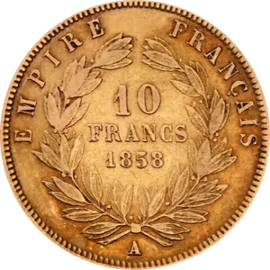 10 Franków Francuskich Napoleon III awers