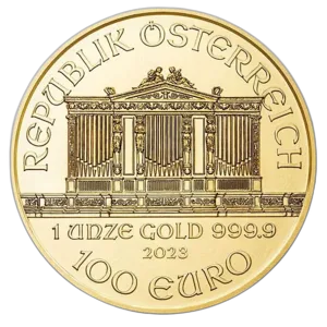 Wiedeński Filharmonik 1 uncja złota 2023 awers